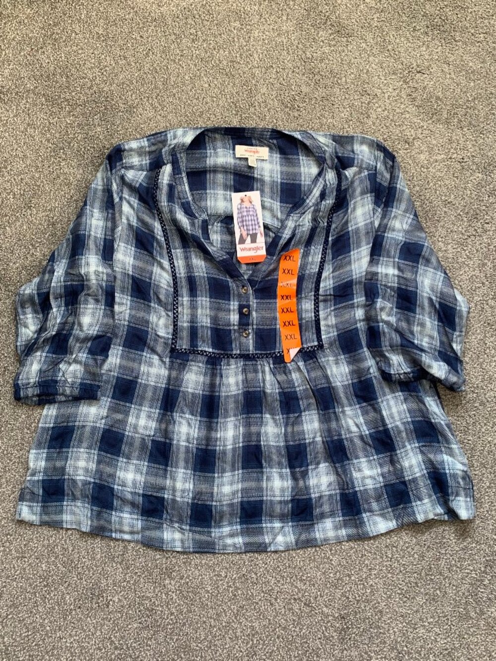 Wrangler Plaid Peasant Blouse